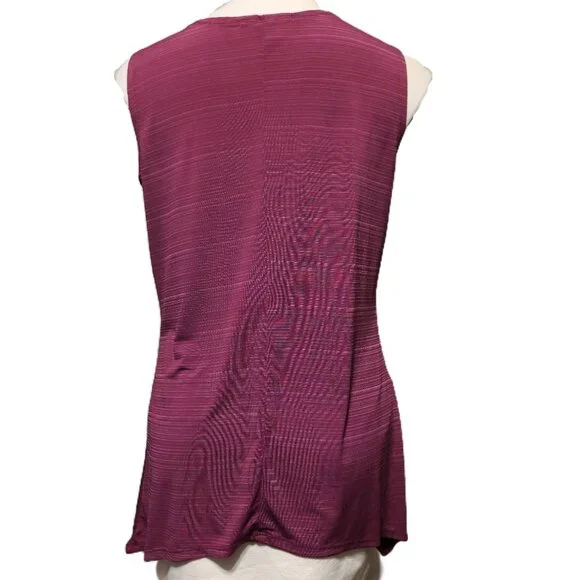 ❤️ 4/$20 Suzie in the City tank top Women's large Purple black V-neck front zip - Picture 9 of 13